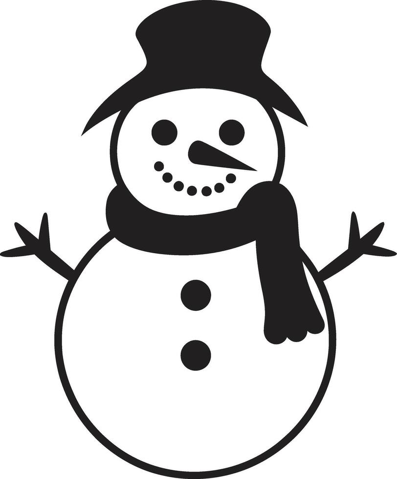 Snowman Serenade Cute Frosty Festivity Black Snowman vector