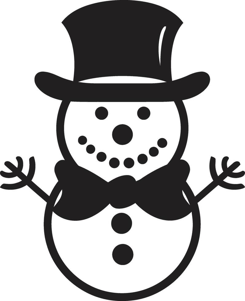 Frosty Festivity Black Snowman Snowflake Smiles Cute Black vector