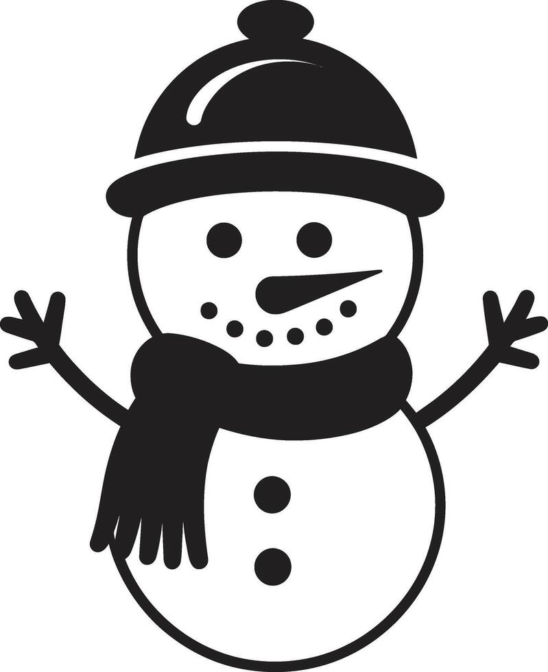 Fluffy Frosty Friend Black Whimsical Snowman Delight Cute vector