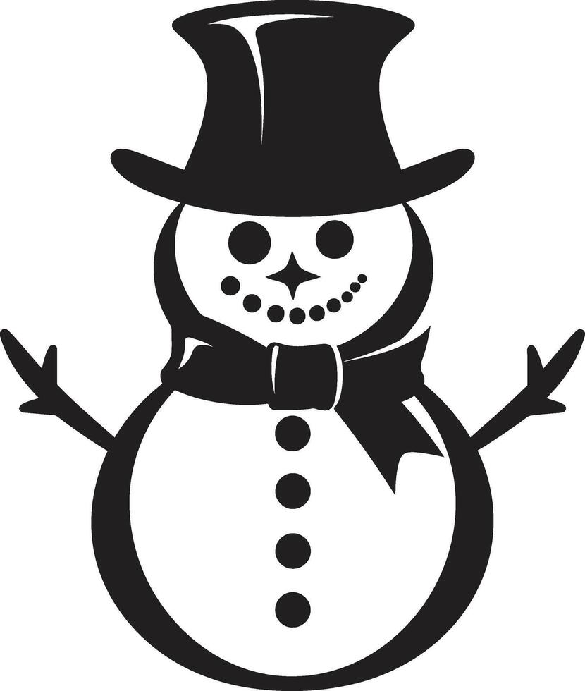 Adorable Snowflake Friend Black Cheerful Snowman Delight Cute vector