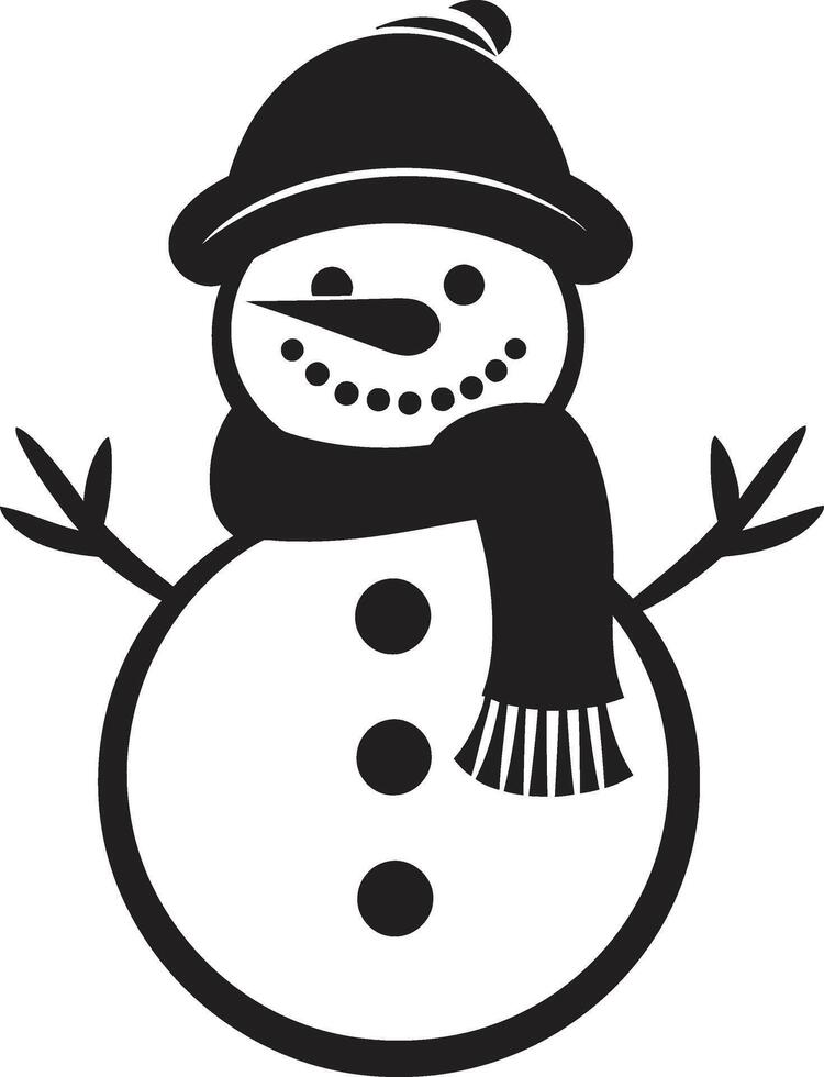Snowflake Serenity Cute Frosty Snowman Fun Black vector