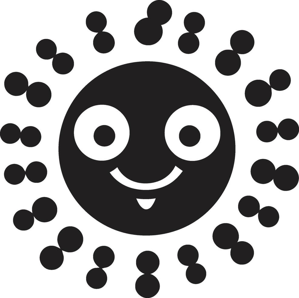 Charming Pathogen Embrace Cute Friendly Virus Wonder Black vector