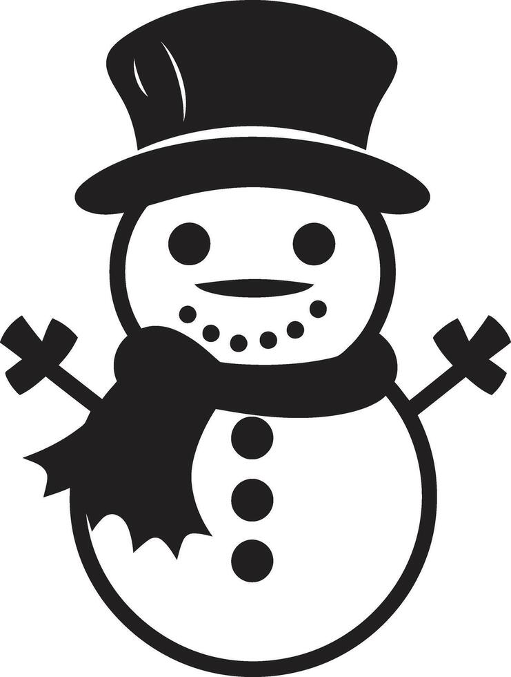 Fluffy Frosty Joy Cute Whimsical Snowman Delight Black vector