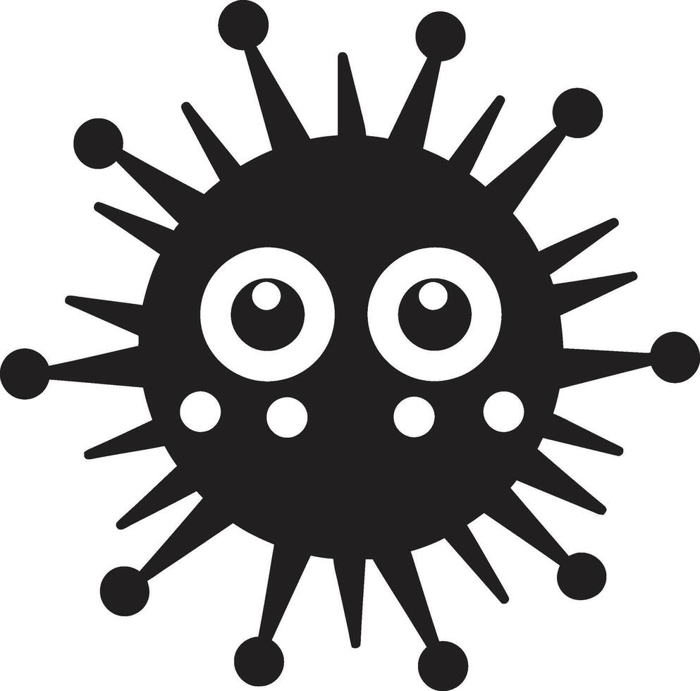Playful Viral Companion Cute Black Microscopic Joy Black vector