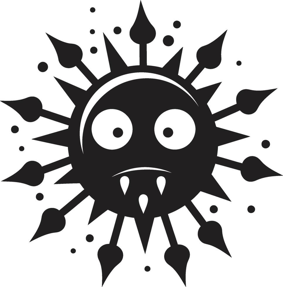 Whimsical Virus Serenade Cute Radiant Pathogen Joy Black vector