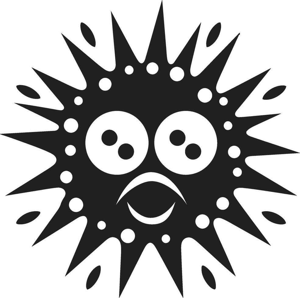 Chirpy Virus Wonder Cute Friendly Microbe Fluffiness Black vector