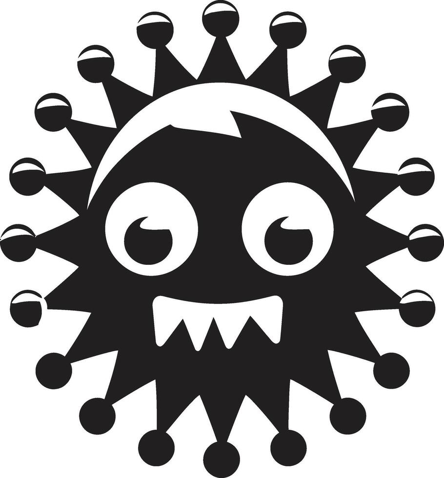 Adorable Pathogen Wonder Cute Whimsical Virus Charm Black vector