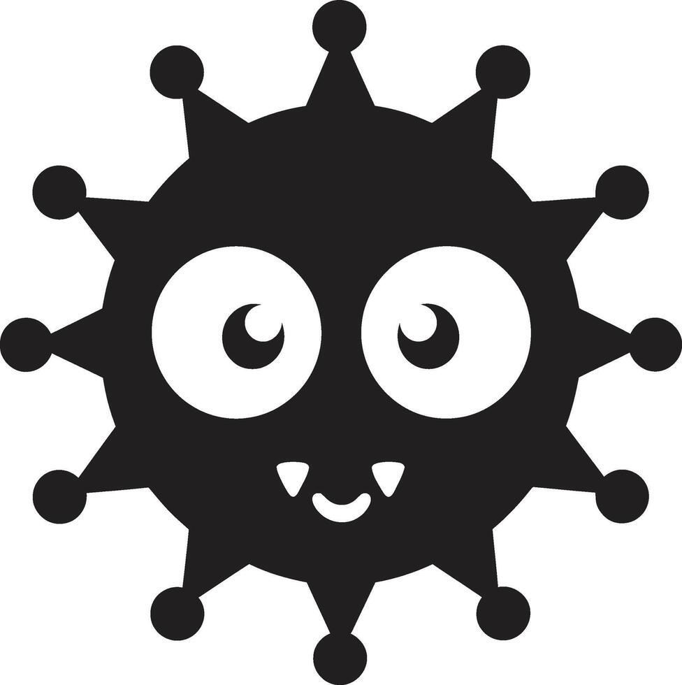 Whimsical Viral Embrace Cute Friendly Microbe Mate Black vector