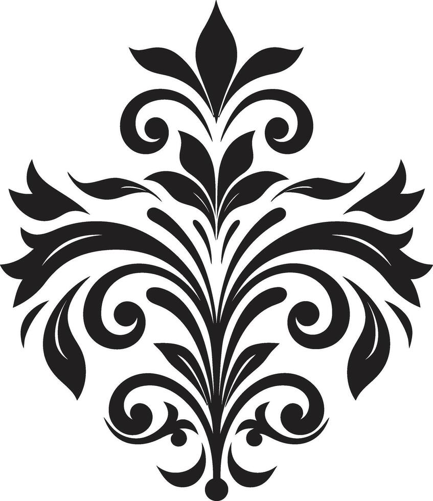 Subtle Elegance Black Ornamental Graceful Etchings Decorative Emblem vector