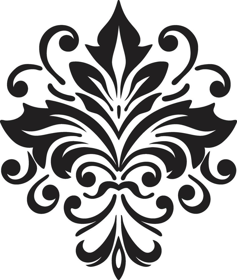 detallado ornamental toque agraciado remolinos negro emblema vector