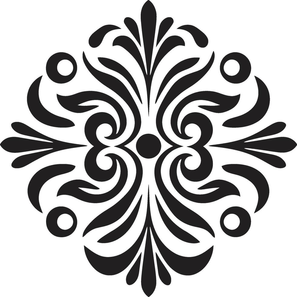 Intricate Symmetry Black Minimalist Ornamental Grace vector