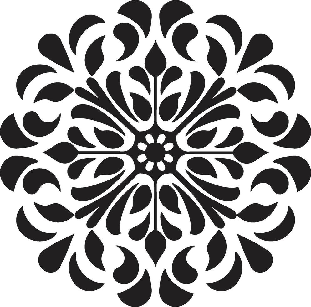 Graceful Swirls Black Emblem Artistic Etchings Decorative Emblem vector