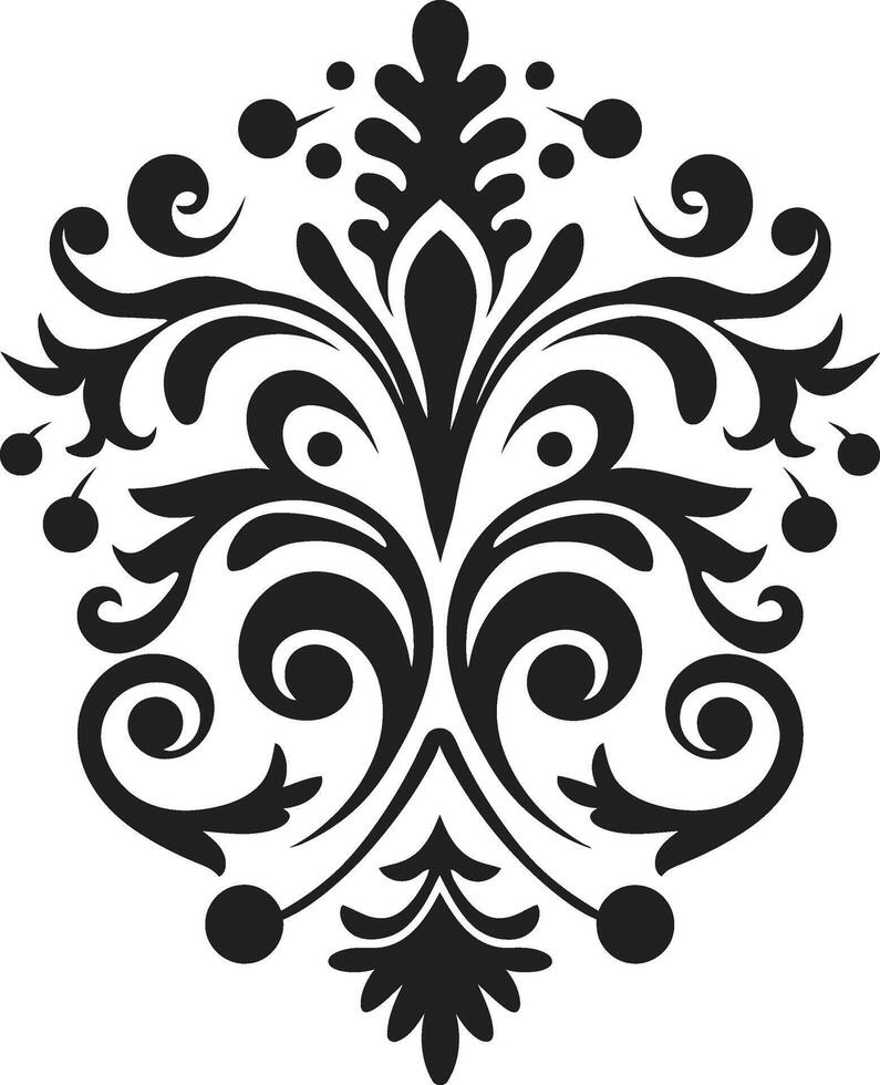 Exquisito detallado ornamento emblema refinado curvas negro elemento vector
