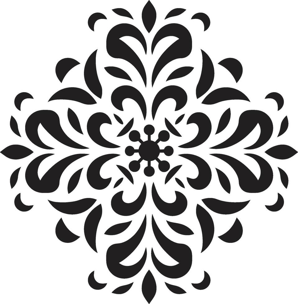 Intricate Detailing Black Minimalist Adornments Black Element Emblem vector