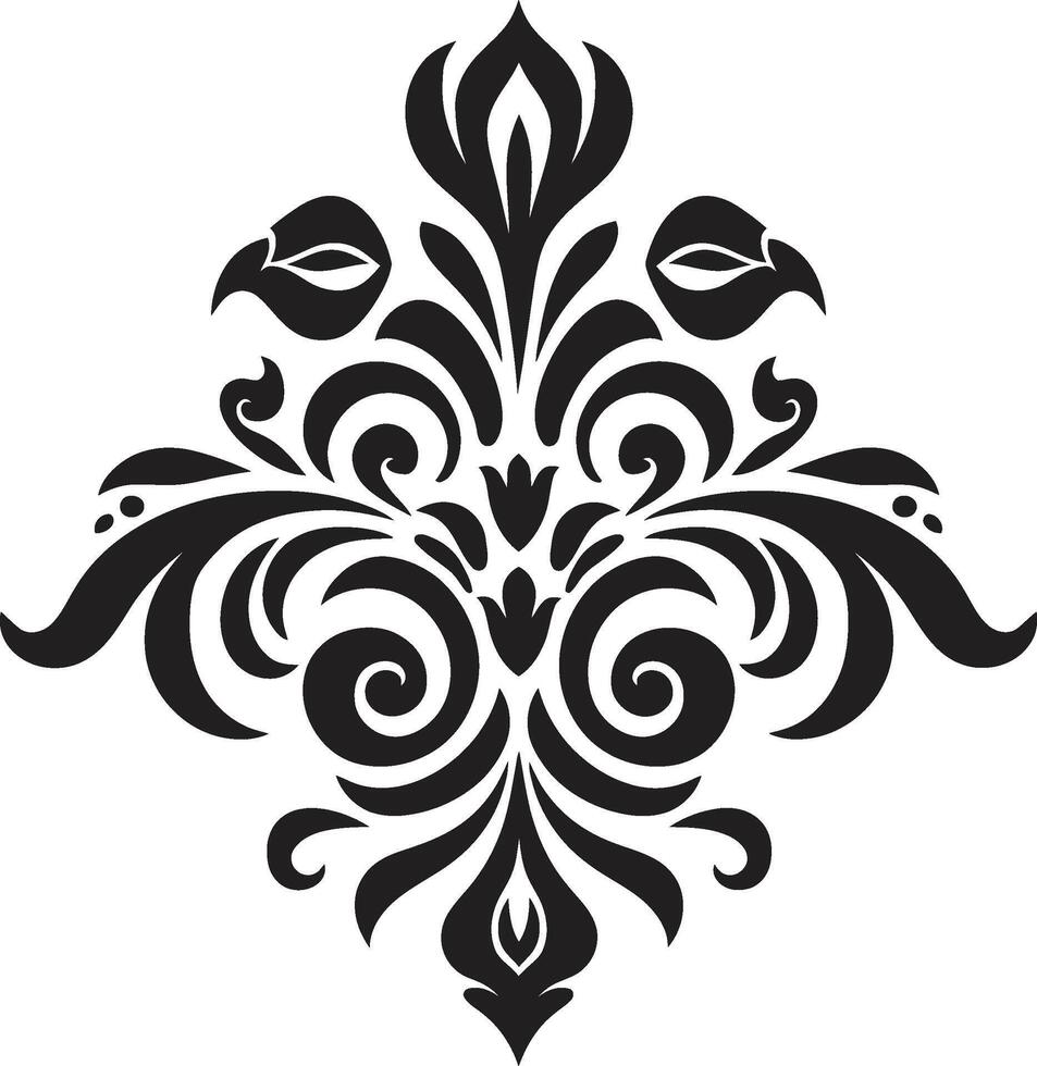 Detailed Scrollwork Ornament Emblem Stylish Ornamentation Black Emblem vector