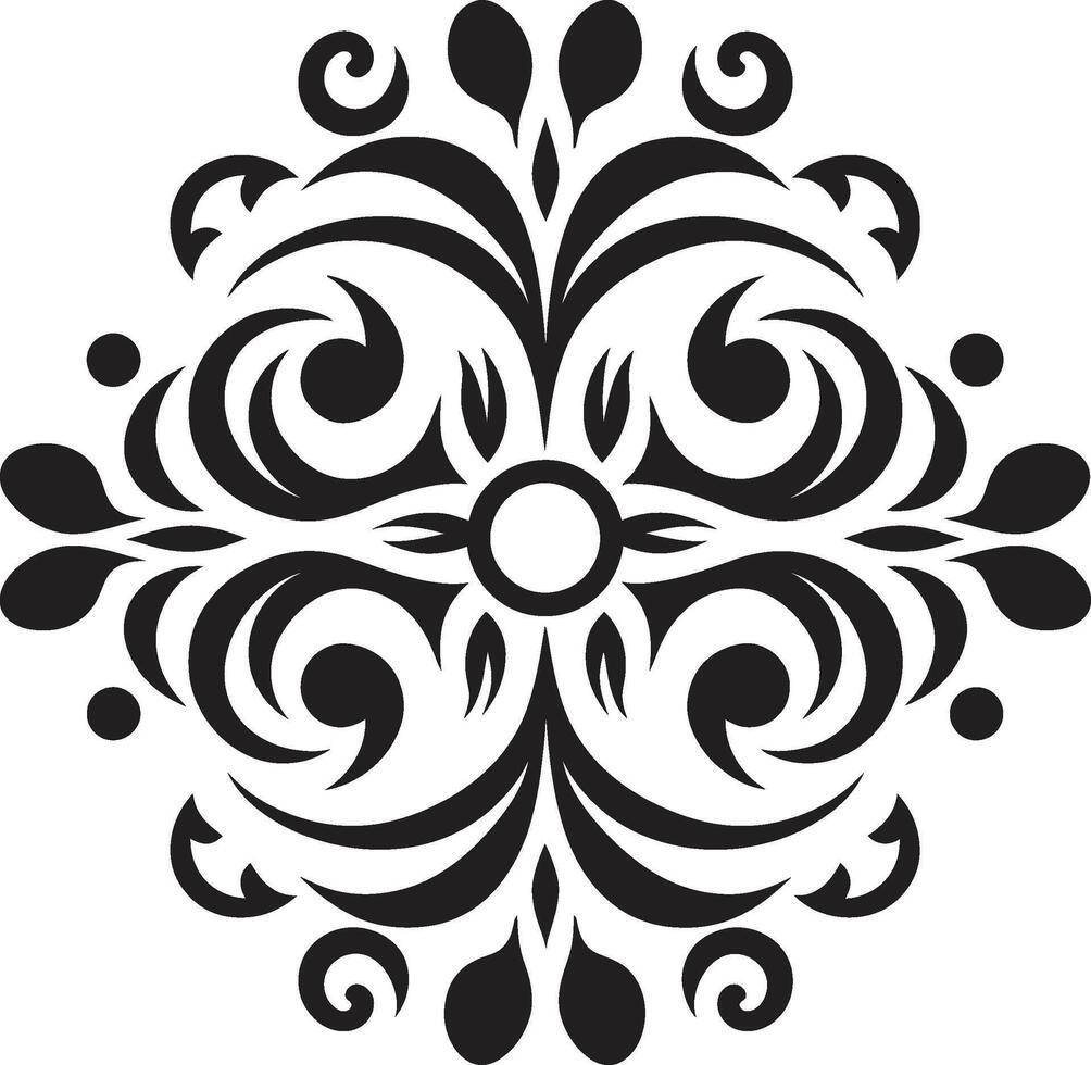 Delicate Scrolls Black Emblem Stylish Ornamentation Element vector