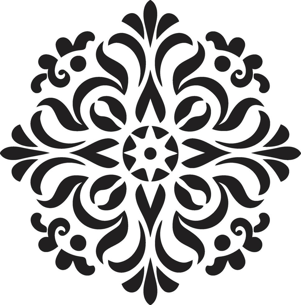 Intricate Symmetry Black Minimalist Ornamental Grace vector