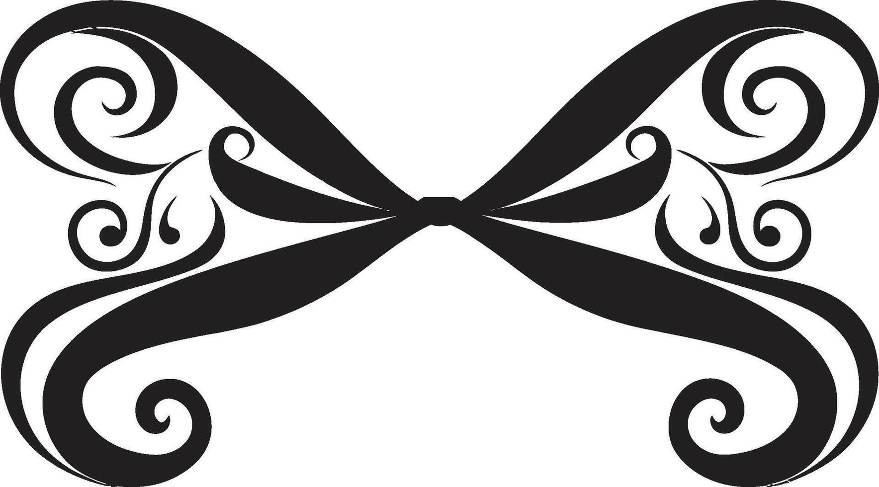 Elegant Ribbon Essence Black Ornate Swirls Ribbon Emblem vector