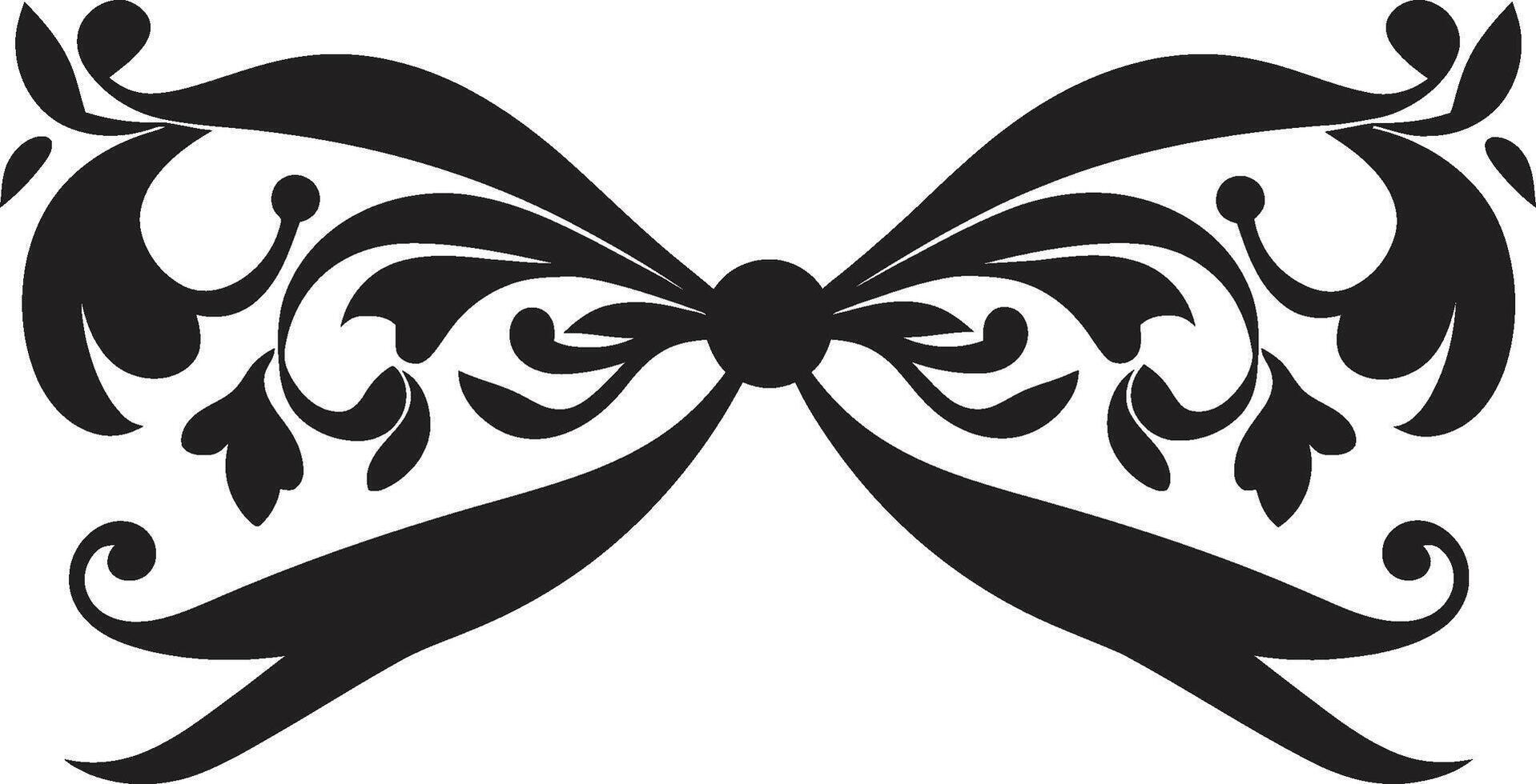 Ornate Swirls Ribbon Emblem Exquisite Detailing Black Ribbon Element vector