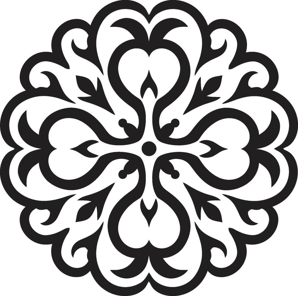 Intricate Symmetry Decorative Minimalist Ornamental Grace Black vector