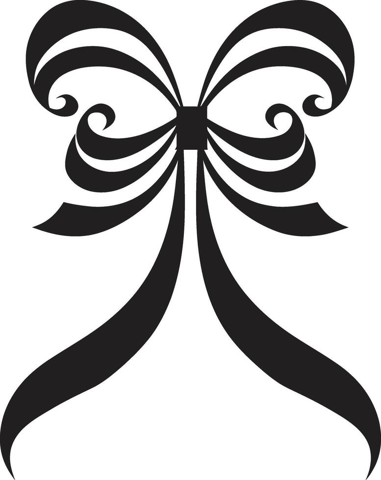 Classic Elegance Decorative Ribbon Element Graceful Ribbon Patterns Black vector