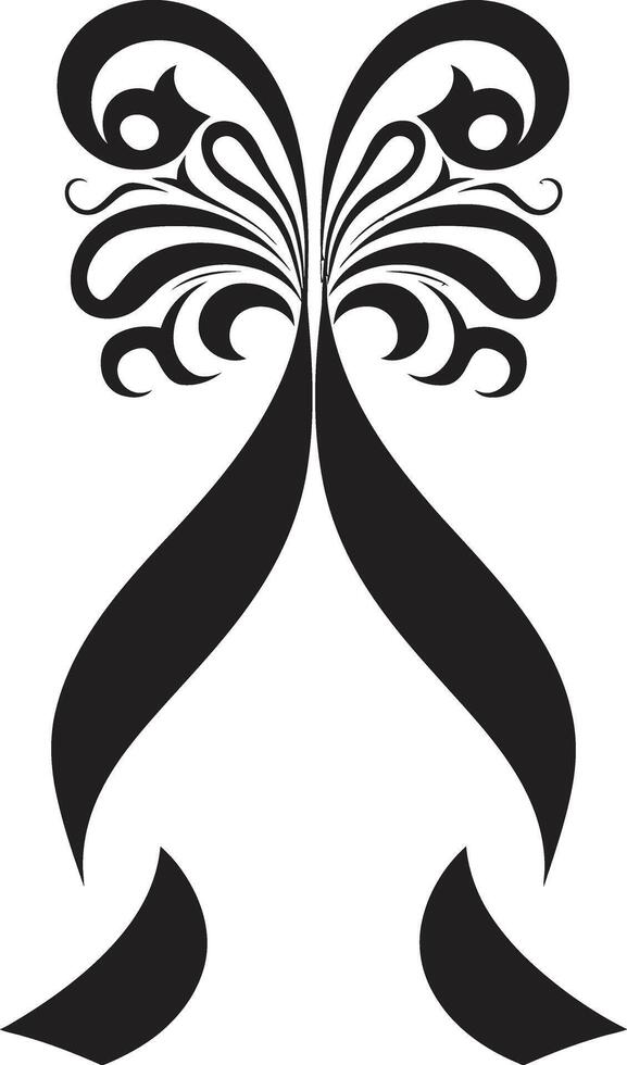 Graceful Ribbon Twists Black Artistic Elegance Ribbon vector