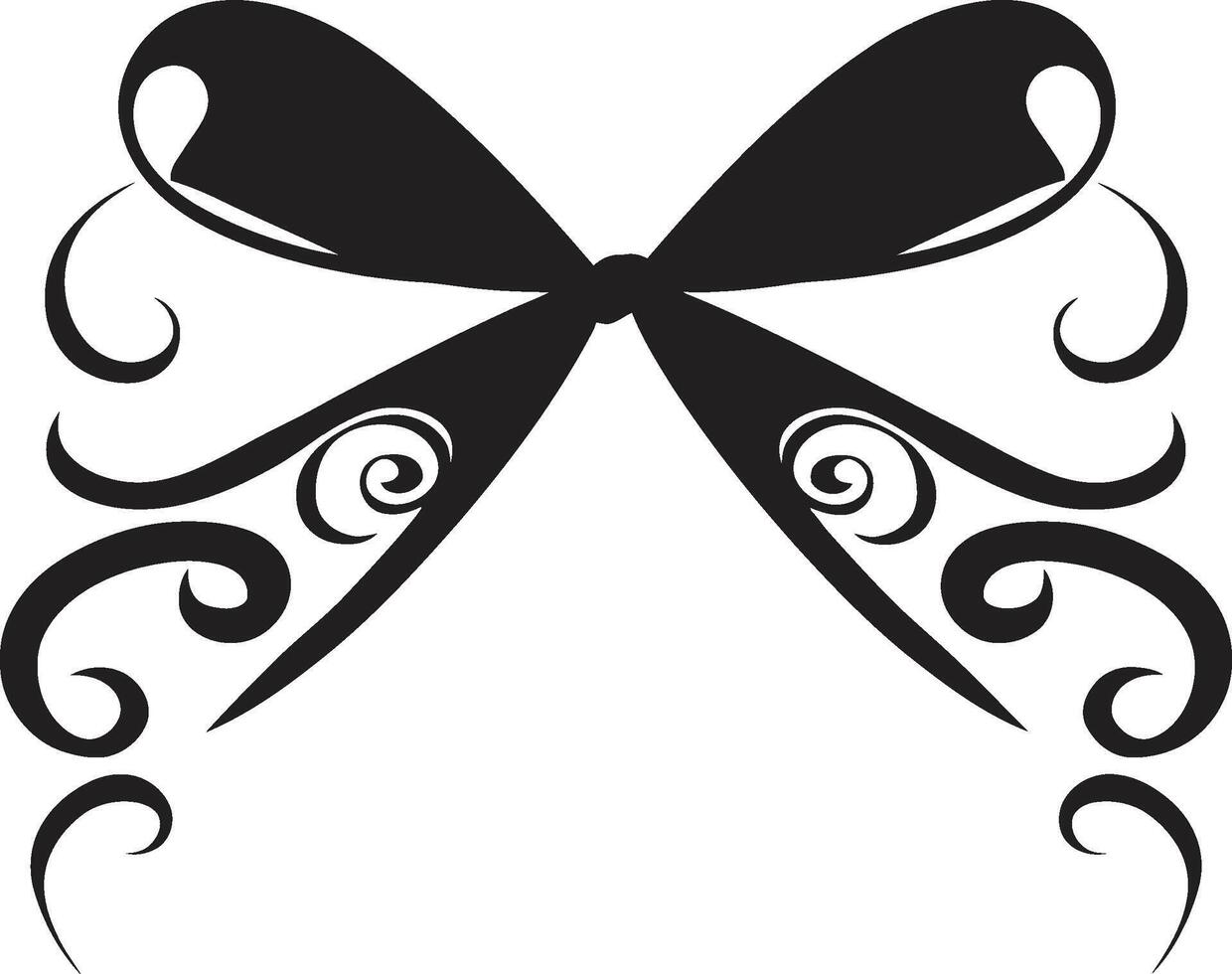 Intricate Ribbon Finesse Decorative Black Minimalistic Ribbon Emblem Black vector