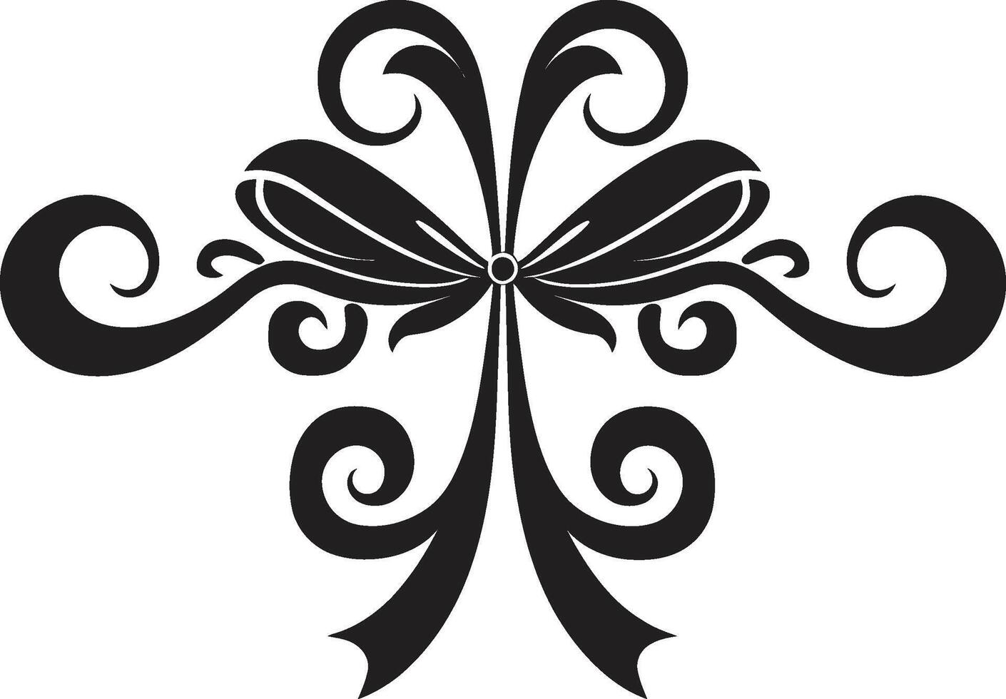 Exquisite Detailing Black Ribbon Emblem Sophisticated Charm Decorative Ribbon vector