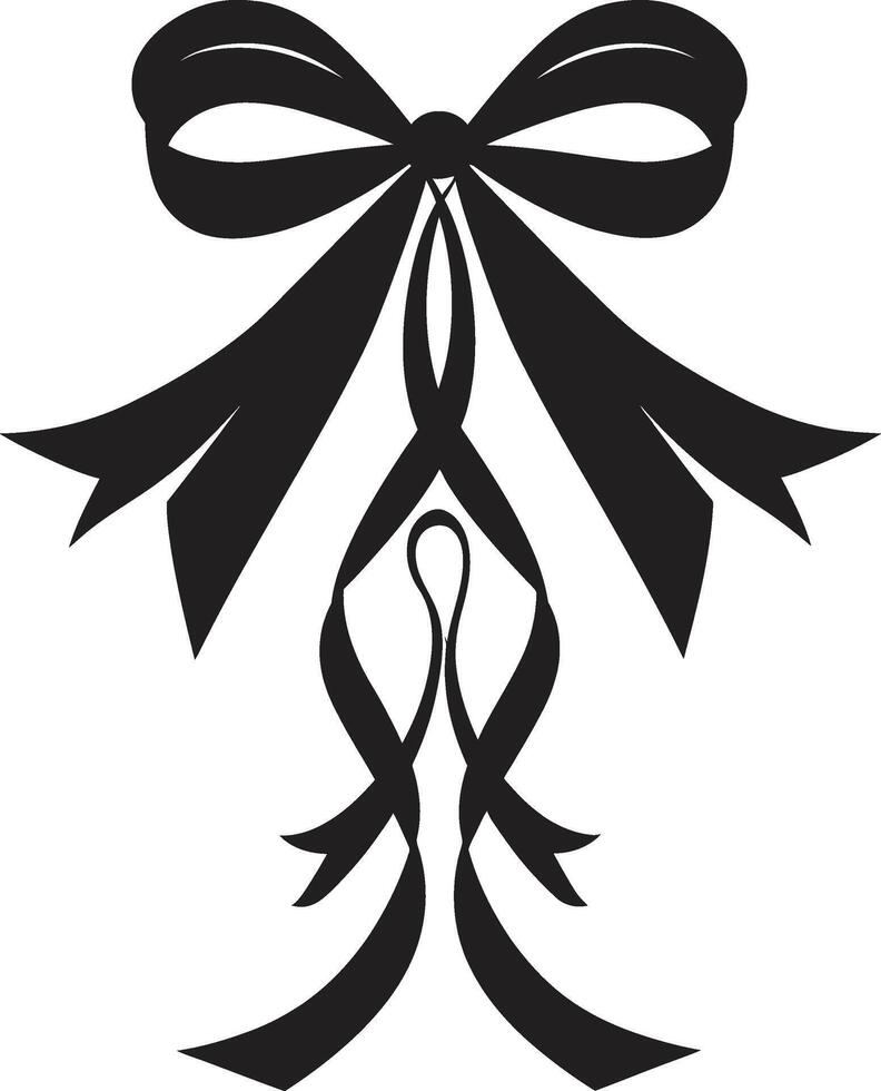 Elegant Ribbon Detailing Emblem Ornate Ribbon Curves Black Emblem Ribbon vector