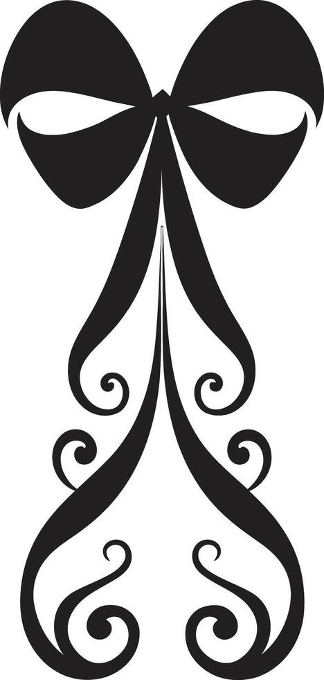 Detailed Ribbon Elegance Black Stylish Ribbon Ornamentation Decorative Emblem vector