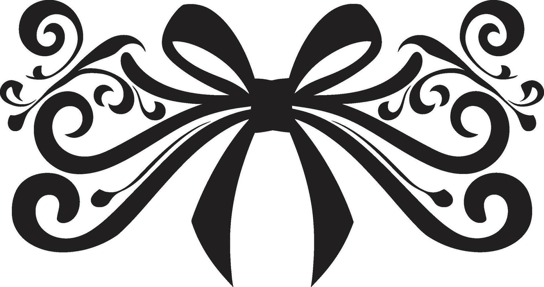 Refined Ribbon Artistry Black Emblem Timeless Ribbon Elegance Decorative Emblem vector