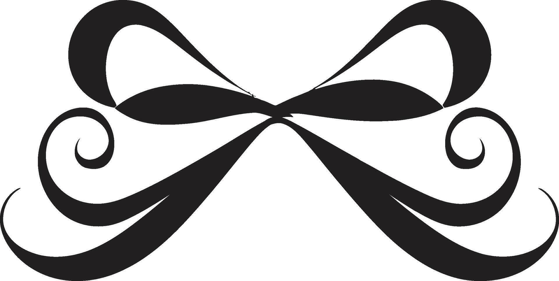 Refined Symmetry Black Ribbon Classic Elegance Decorative Ribbon Element vector