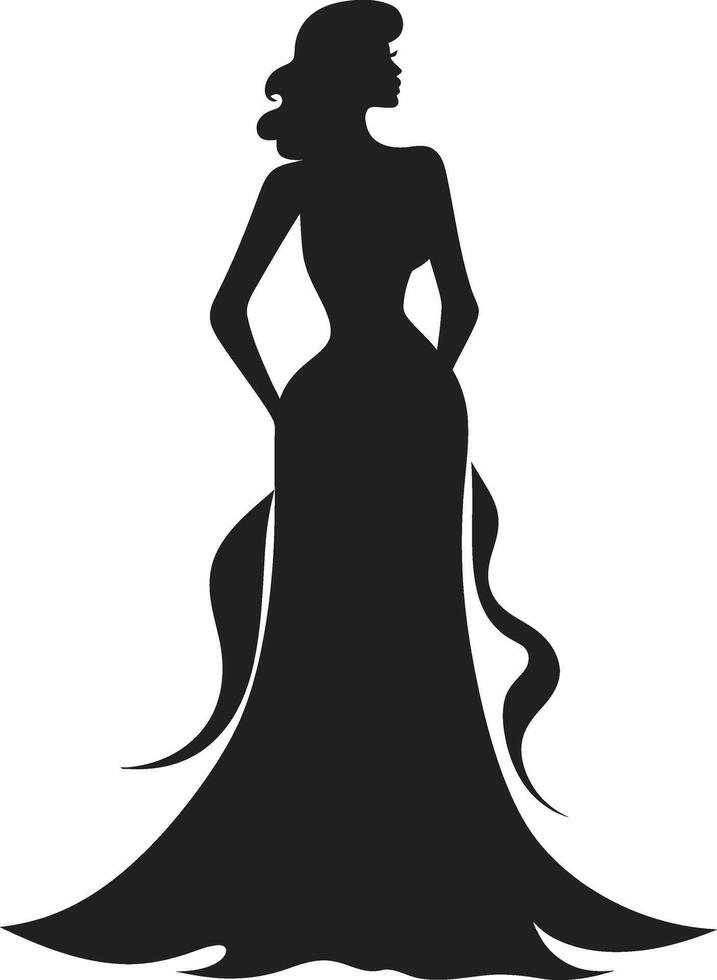 Glamorous Threads Dress Elegant Couture Womans Dress Emblem vector