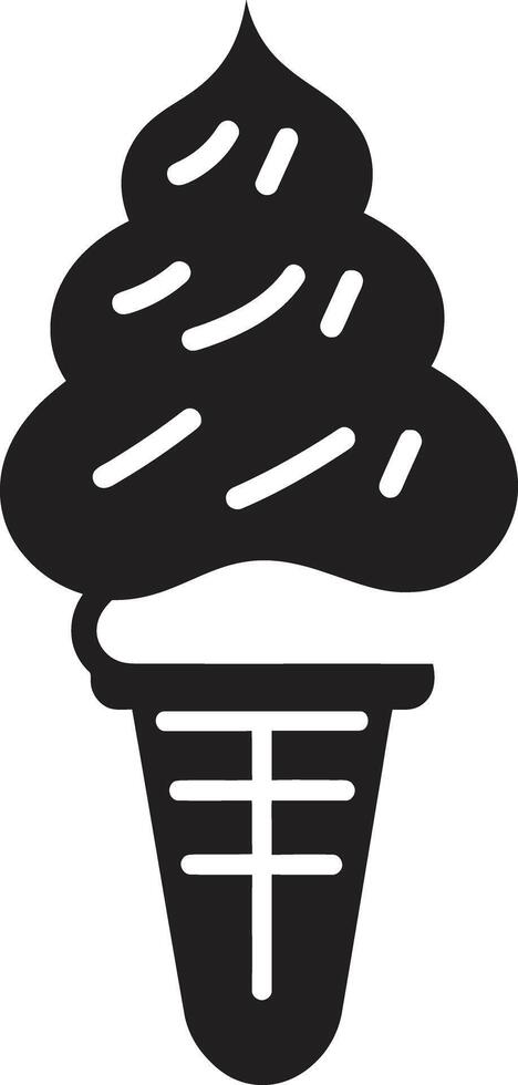 Chilled Indulgence Black Emblem Cone Sweet Swirls Ice Cream Cone Emblem vector