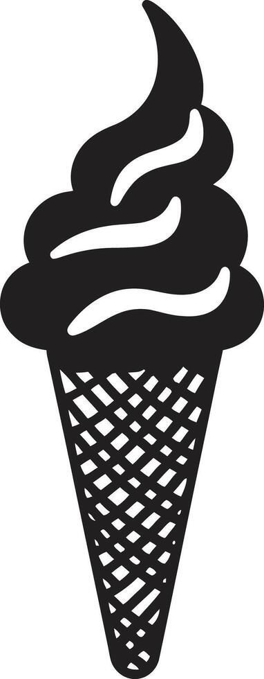 swirly indulgencia cono emblema azotado alegría negro cono vector