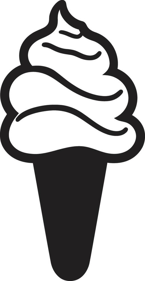 Sweet Swirls Ice Cream Cone Emblem Frozen Ecstasy Black Cone vector