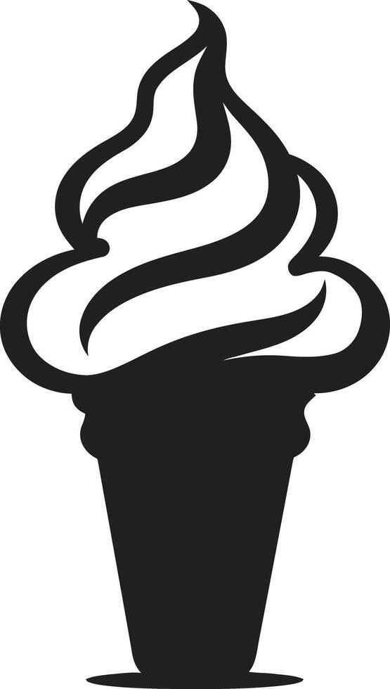 Whipped Serenity Ice Cream Cone Black Icy Delicacies Cone Emblem vector