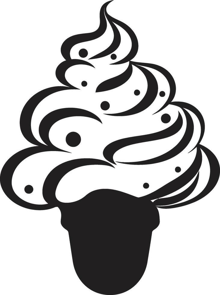 swirly indulgencia hielo crema cono azotado alegría negro cono vector