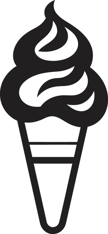 Delicious Frost Black Emblem Treat Whipped Serenity Ice Cream Cone Black vector