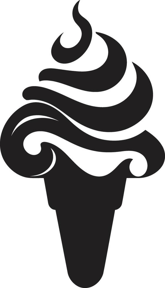 Sweet Swirls Ice Cream Cone Emblem Frozen Ecstasy Black Cone vector