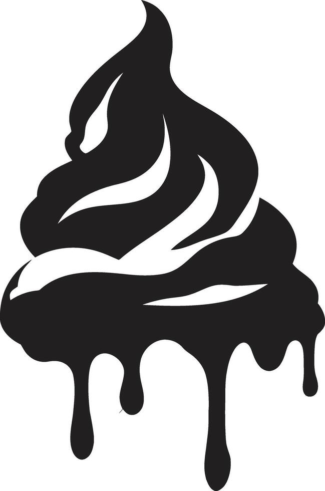 Swirled Elegance Ice Cream Emblem Frosty Temptation Black Cone Treat vector