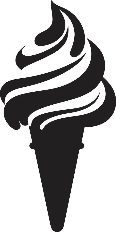 Delicious Frost Black Emblem Treat Whipped Serenity Ice Cream Cone Black vector