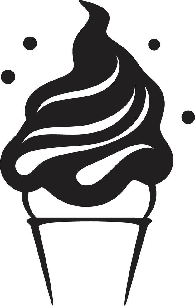 Whipped Serenity Ice Cream Cone Black Icy Delicacies Cone Emblem vector