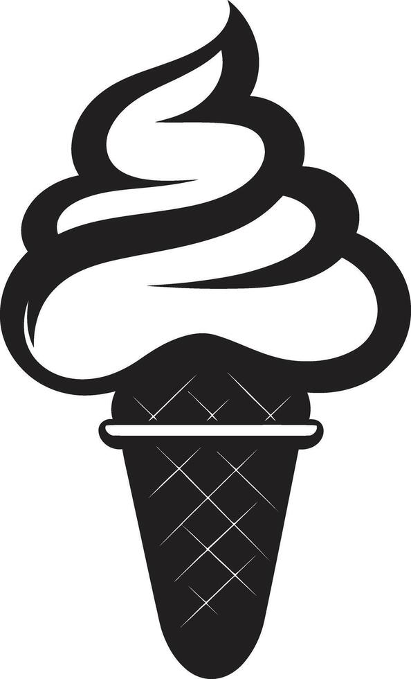 Chill Bliss Ice Cream Cone Frozen Delight Black Emblem vector