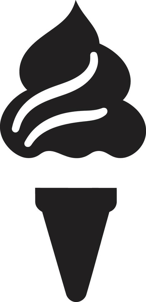 Sweet Symphony Ice Cream Cone Emblem Frozen Ecstasy Black Cone vector