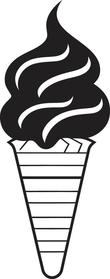 Delicious Chill Black Emblem Treat Whipped Serenity Ice Cream Cone Black vector