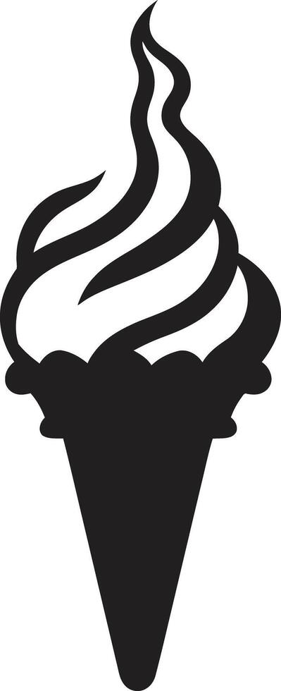 Divine Delight Black Cone Emblem Frosty Treat Ice Cream Cone Emblem vector