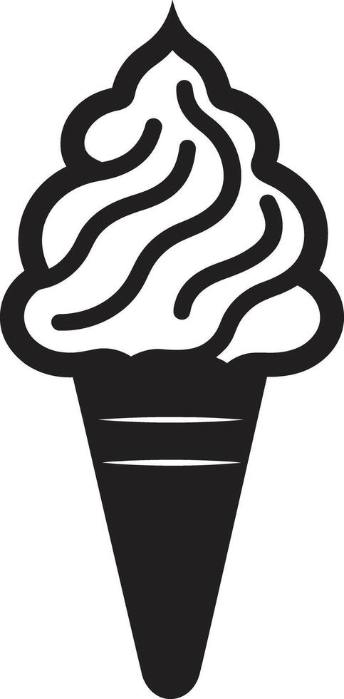 Satisfying Swirls Ice Cream Chilled Elegance Black Cone Emblem vector
