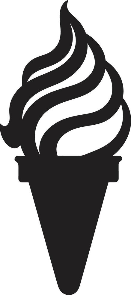 Satisfying Swirls Ice Cream Cone Emblem Chilled Elegance Black Ice Cream vector