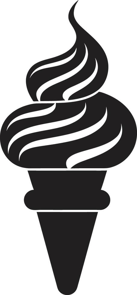 Delicious Chill Black Cone Satisfying Swirls Ice Cream Cone Emblem vector